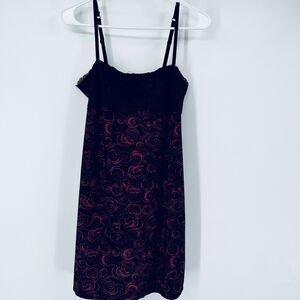Black Pink Hearts Slip Dress Adjustable Straps Lace Fairy Gothic Fairygoth Small